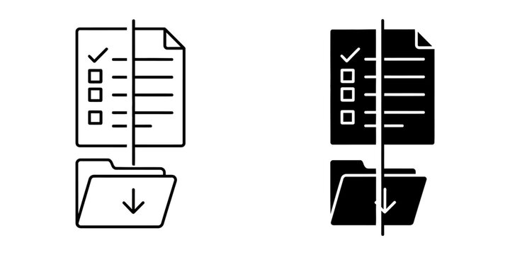 Document download and list icons with document download checklist transfer