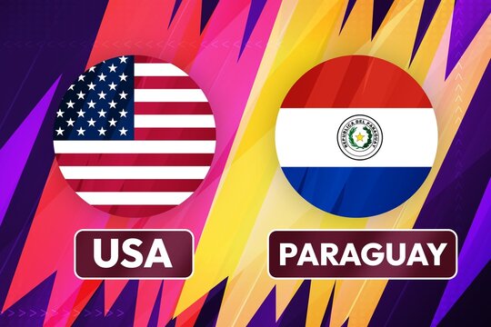 USA and Paraguay flag icons on vibrant abstract background for international event 4k animation ideal for presentations