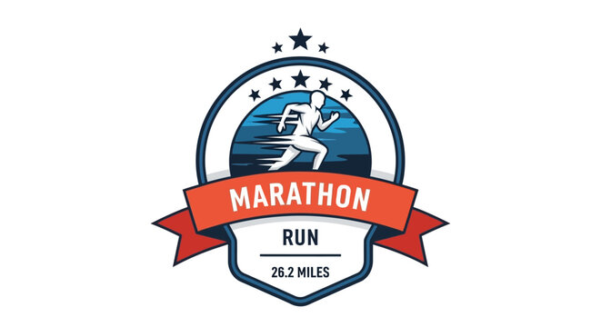 Marathon Run 26.2 Miles Badge Logo Design