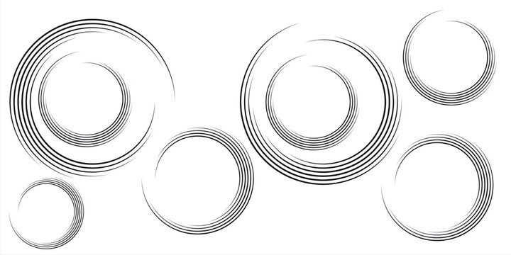 Abstract seamless pattern with repeating circular spiral lines in black and white.