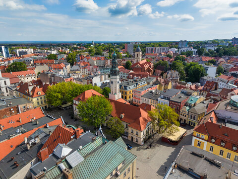 Aerial view of Zielona Gora old town architecture in Lubusz Voivodeship, Poland