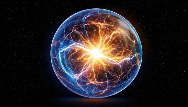 Captivating Plasma Ball Displaying Electrical Discharges and Energy Radiance.