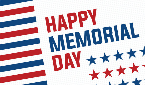 Patriotic Happy Memorial Day Vector Banner with Stars and Stripes