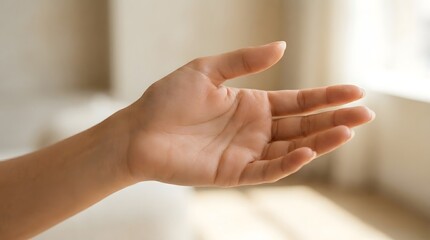 Naklejka premium Open human hand gesture signaling opportunity and welcome