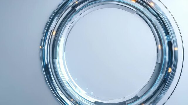 High tech abstract ring with illuminated accents creates a sense of advanced technology and minimalism. Ideal for backgrounds, banners, and creative digital designs in tech industries