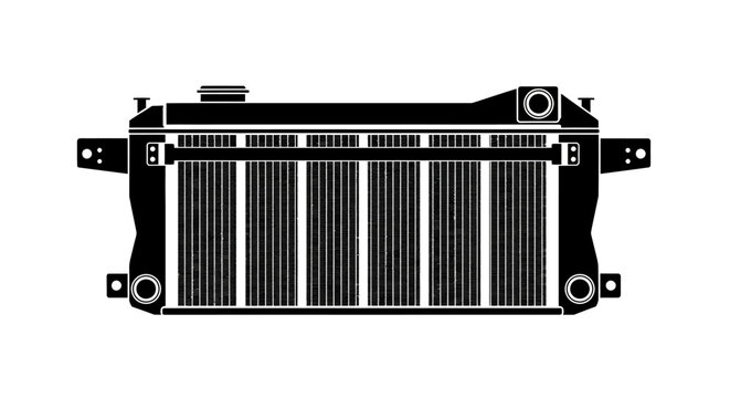 Automotive Radiator Heat Exchanger - Black and White Silhouette Icon