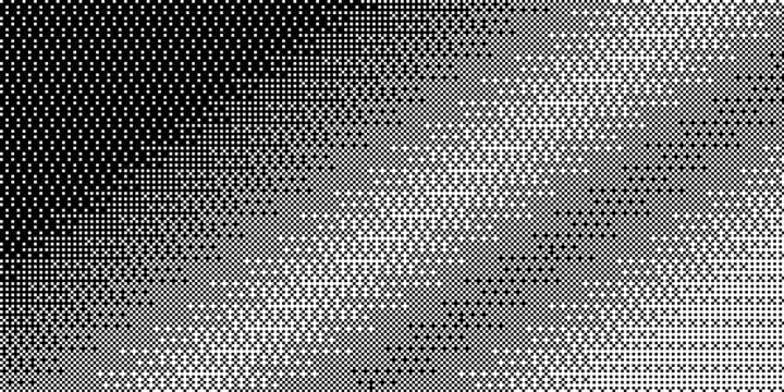 Pixelated Bitmap Dither Effect with Black and White Noise Texture in Classic Console Game Style Vector.