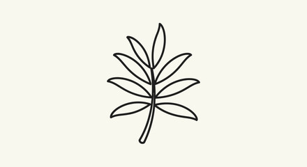 Fototapeta premium Simple line art botanical leaf illustration on a light background