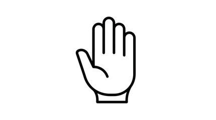 Fototapeta premium Stop hand icon, gesture of prohibition or warning, simple outline drawing