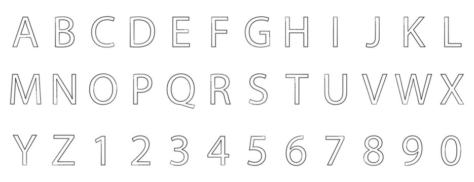 Vector monochrome brush uppercase letters, handwritten font, sans serif typeset on white background. Crayon kid font. Grunge alphabet with chalk texture doodle letters. 