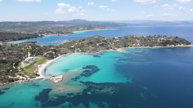 Amazing view of Sithonia coastline near Lagonisi Beach, Chalkidiki, Central Macedonia, Greece