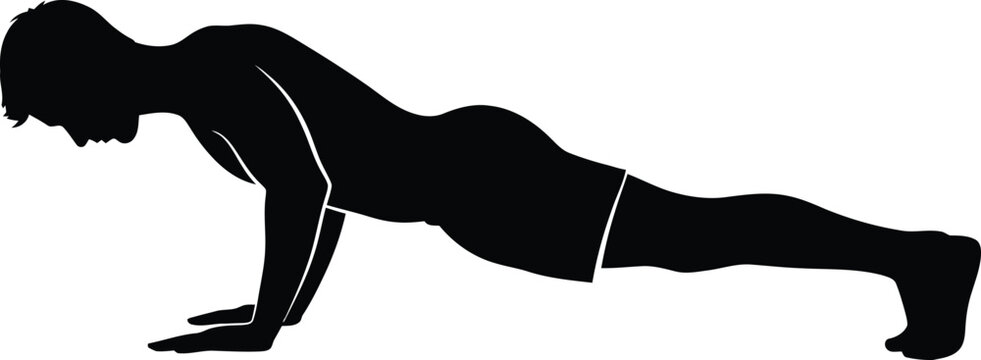 Man performing a push up exercise in a black silhouette