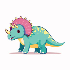 Fototapeta premium Cute Cartoon Triceratops Dinosaur Illustration