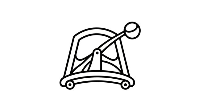 Retro Catapult Icon Line Art