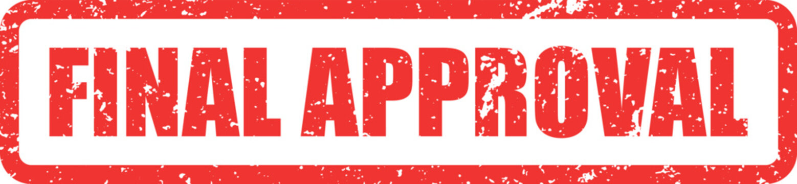 Red grunge rubber stamp with the text final approval for important business documents and official processes
