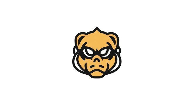Cartoon angry tiger face logo icon.