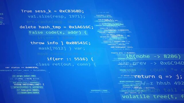Digital data moving on background. Cyber security binary code animation. Abstract computer programming stream. Loop
