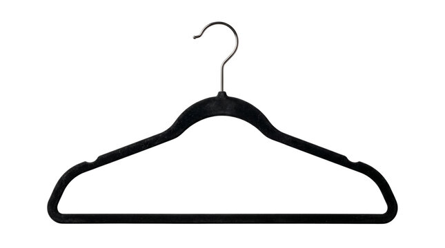 Black Plastic Clothes Hanger with Metal Hook, Smooth Curved Design for Garment Organization, Closet Storage, Wardrobe Essentials, and Household Clothing Management