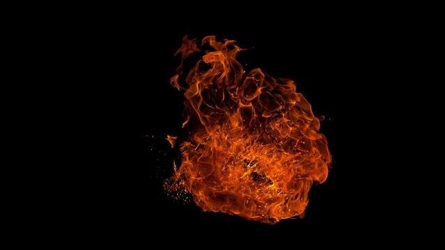 Fire Explosion With Sparks Isolated on Black Background