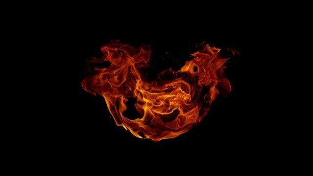 Fire Explosion With Sparks Isolated on Black Background