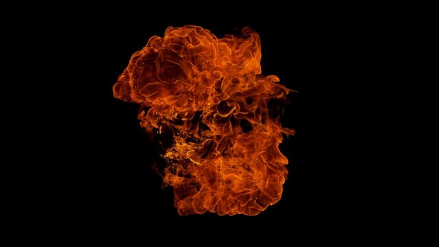 Fire Explosion With Sparks Isolated on Black Background
