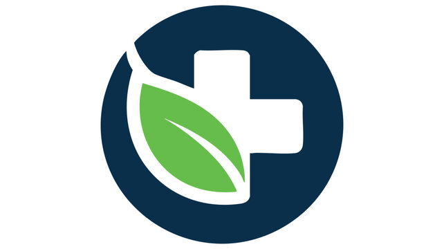 Globe Download Cloud Icon with Green Leaf Inside Blue Circle, Flat Vector Style for Technology and Online Services