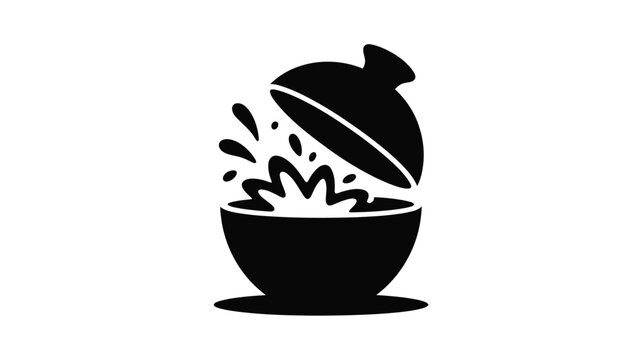 Milk pot with splash vector. dahi handi celebration symbol. isolated on white background.