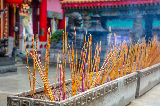 Incense Sticks in Front of a Buddhist Temple