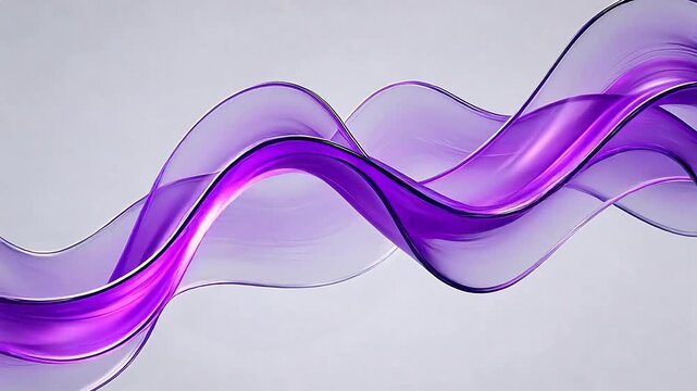 Purple flowing ribbon on gray background