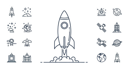 Rocket Ship Launching Into Space. © Janda