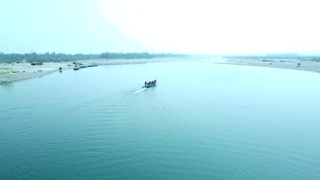 ARIAL VIEW OF INDO BHUTAN BORDER, MANAS RIVER