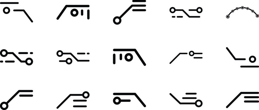 Diagram arrow connectors silhouette set isolated vector icons for flowcharts process maps and data visualization