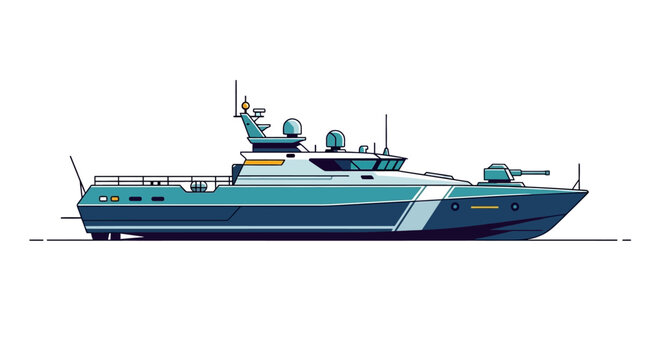 Modern military patrol boat vector illustration isolated on white background
