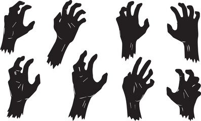 Fototapeta premium Scary Zombie Hands Silhouette Vector Icon Set for Halloween