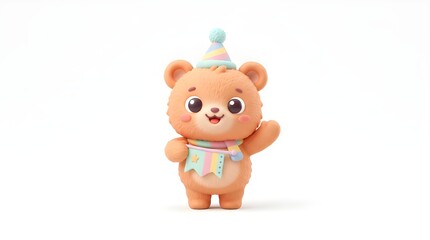 Obraz premium Cute Cartoon Teddy Bear in Medical Nurse Outfit Against White Background