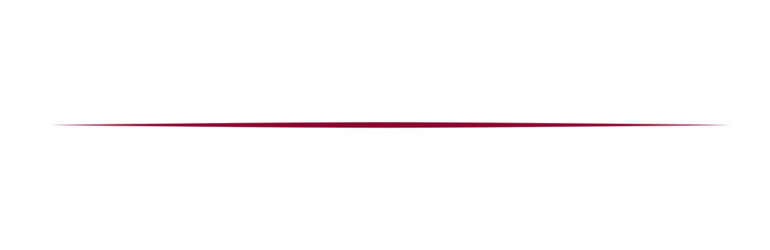 Solid Dark Red Tapered Horizontal Line Divider Isolated on Transparent Background