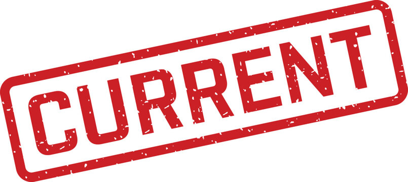Red grunge rubber stamp with the word CURRENT displayed prominently on a clean white background