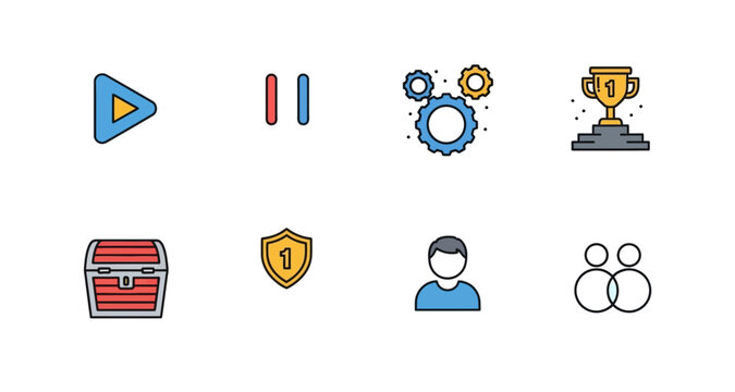 Gaming icons set silhouette on transparent background