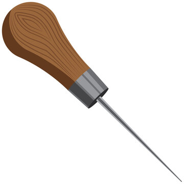 Leatherworking awl, stitching awl vector.