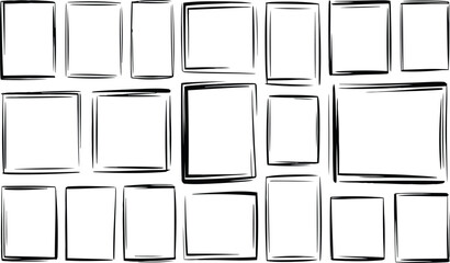 black hand drawn square borders bundle rough ink rectangle frames collection minimal sketch outline box element set scribble linear grunge borders © Sharmin