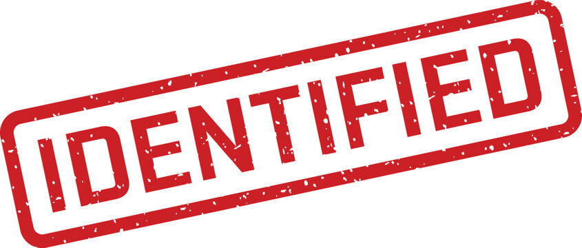 Identified rubber stamp graphic red ink stamp on white background for document approval