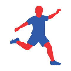 Obraz premium Silhouette of a soccer player running and kicking a ball