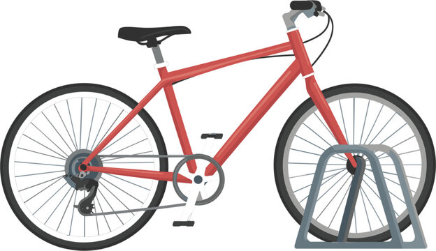 Red Bicycle with Bike Rack Vector Illustration