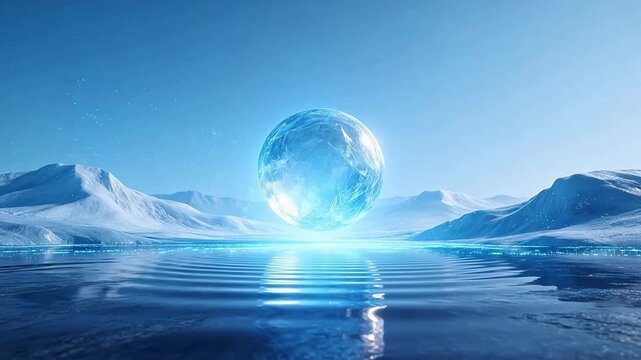 Ice sphere over frozen lake