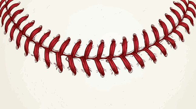 Close up of red stitches on a white baseball.