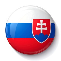 Fototapeta premium Slovakia flag badge button with white cross emblem