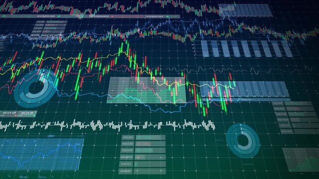 Stock market and financial data charts scrolling background