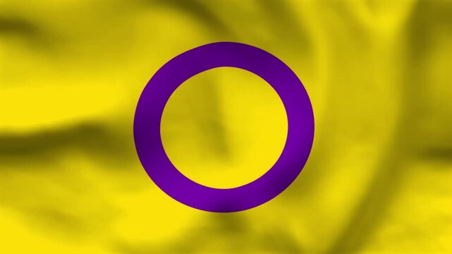 Intersex Pride Flag Wavy Fabric Texture Background