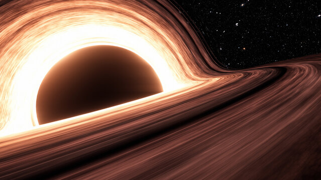Artistic representation of a supermassive black hole. 3D Simulation.
