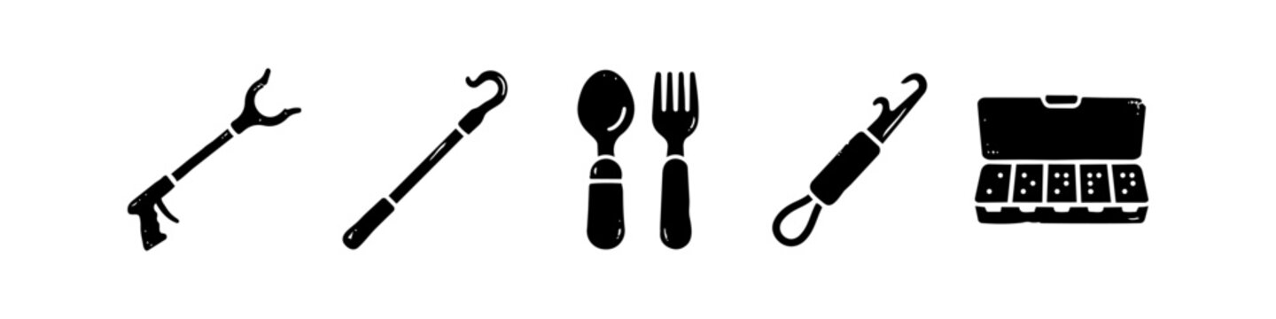 Daily Living Items Distressed Vector Icons